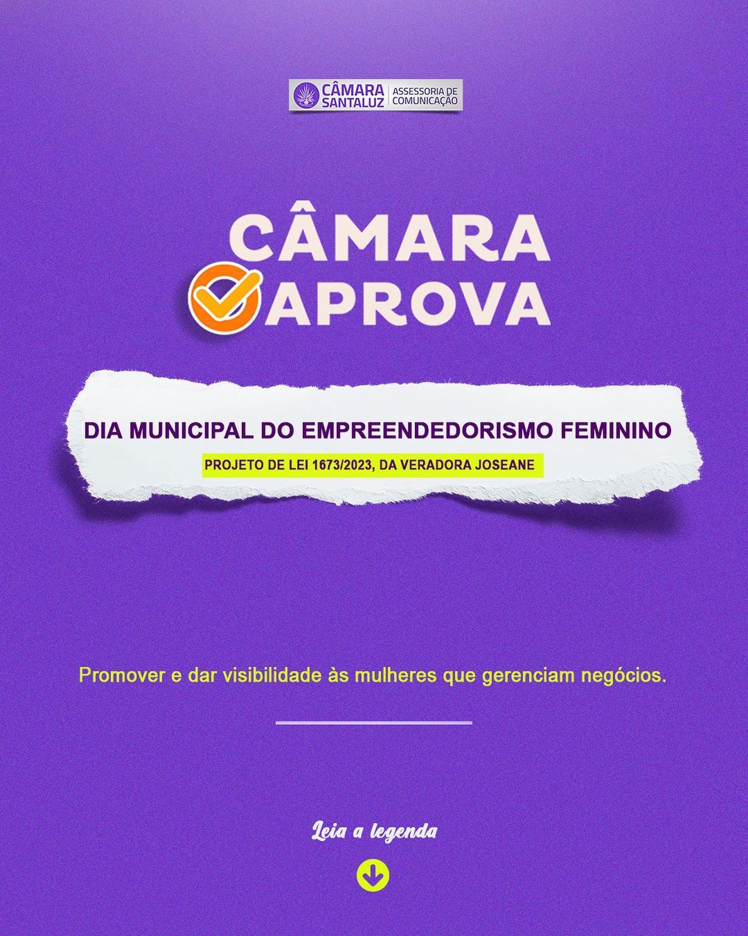 Dia municipal do empreendorismo feminino Câmara Municipal de Santaluz